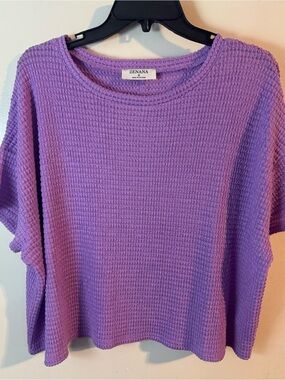 Zenana Outfitters Purple Waffle Knit Top
